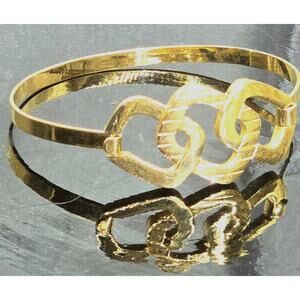 Vintage Trifari Goldtone Hinged Geometric Bangle Cuff Bracelet